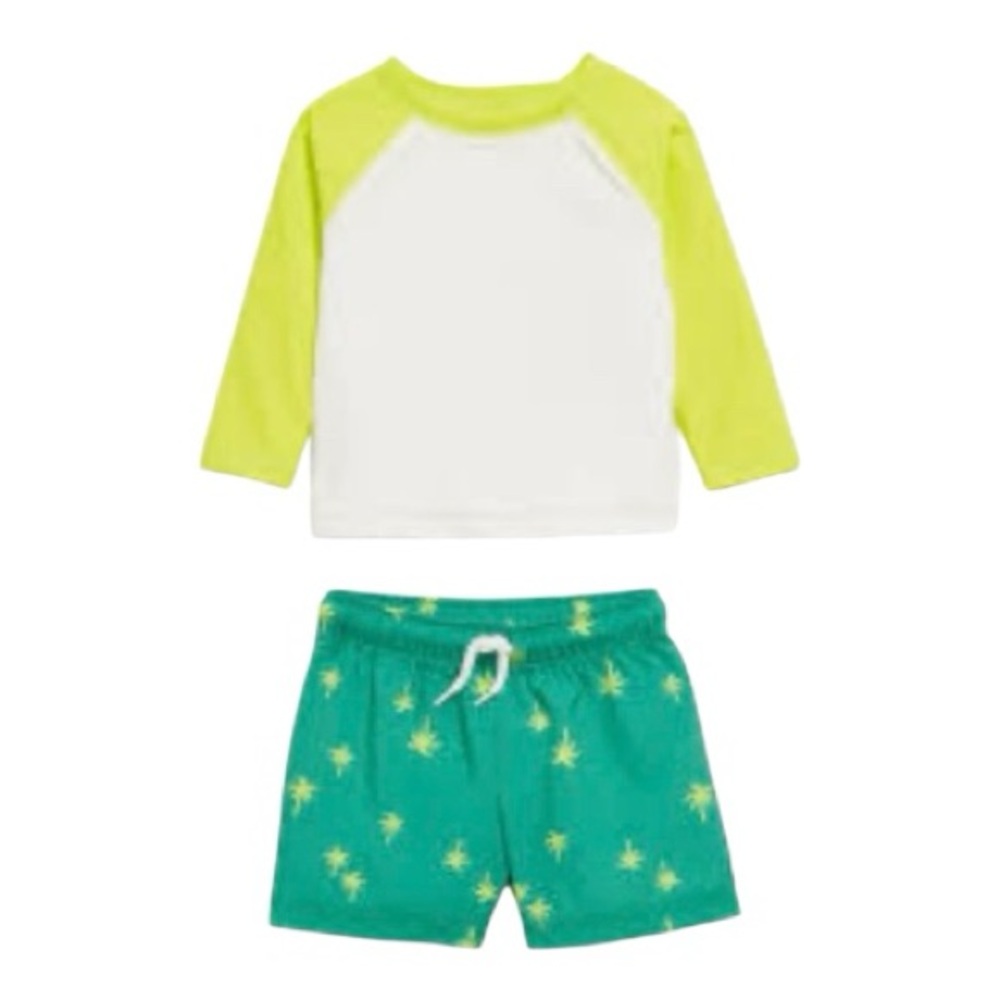 Old Navy long sleeve rashguard swim top and trunks set 3-6 months